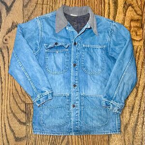 Vintage 60’s Blanket Lined Denim Chore Coat with Corduroy Collar